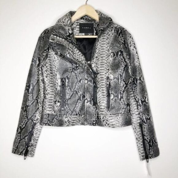 BLANKNYC Snake Embossed Faux Leather Moto Jacket  - Picture 1 of 9